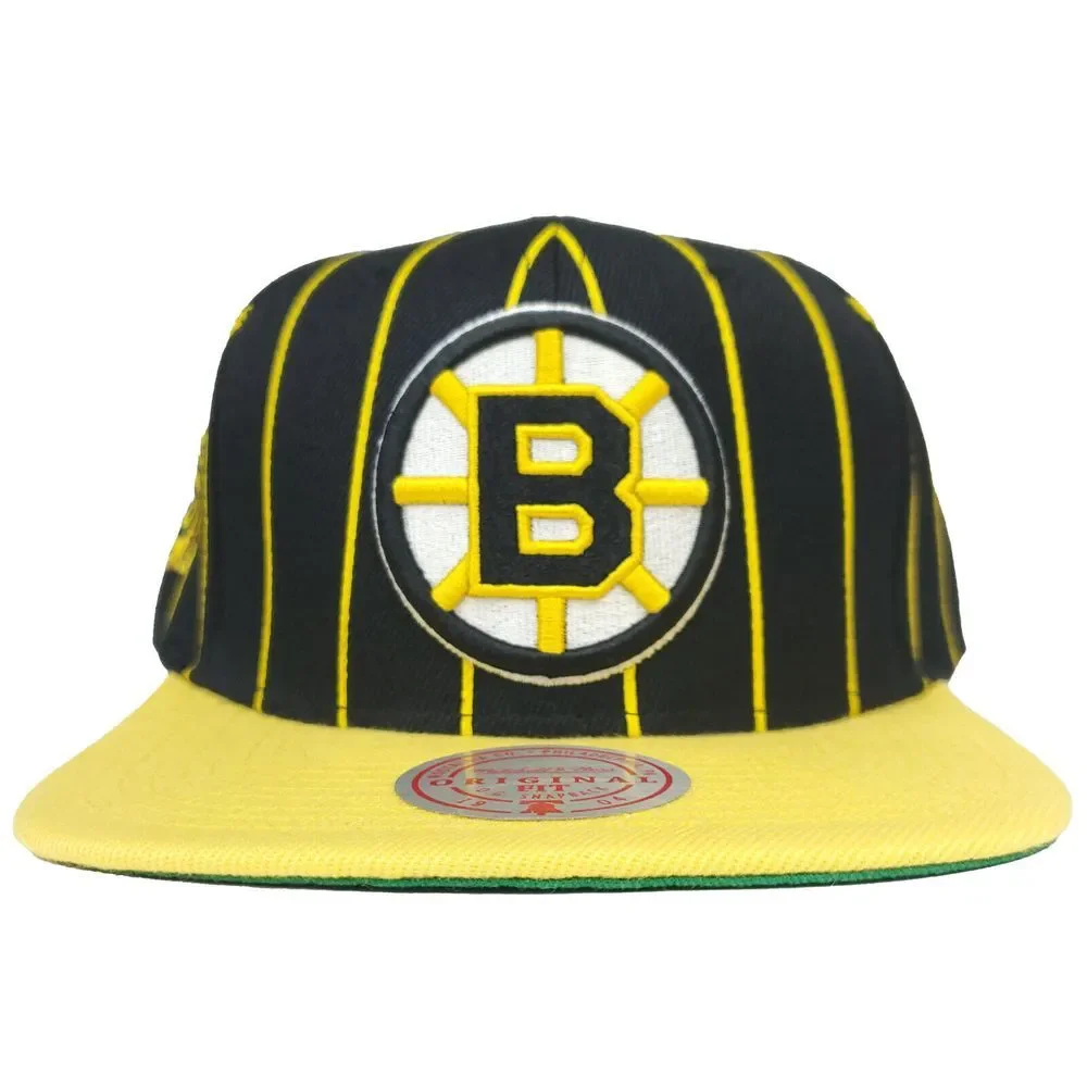 Boston Bruins Mitchell & Ness NHL Snapback Hat Cap 3D Logo Black Yellow‎ NWT